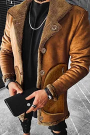 Composite Faux Leather Fleece Thickened Jacket - DUVAL