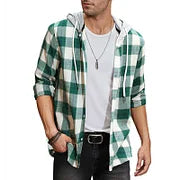 Trendy Multicolor Check Casual Hooded Shirt Jacket