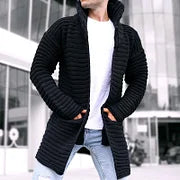 Solid Color Turtleneck Knitted Sweater Long Coat - DUVAL