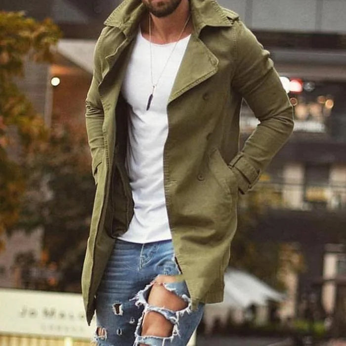 Slim Mid-length Lapel Trench Coat