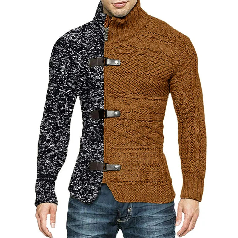 Trendy Paneled Knitted Sweater Jacket - DUVAL