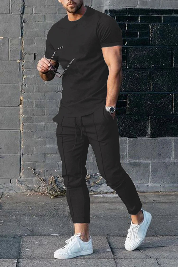 Short Sleeve Casual Two-piece Set - DUVAL