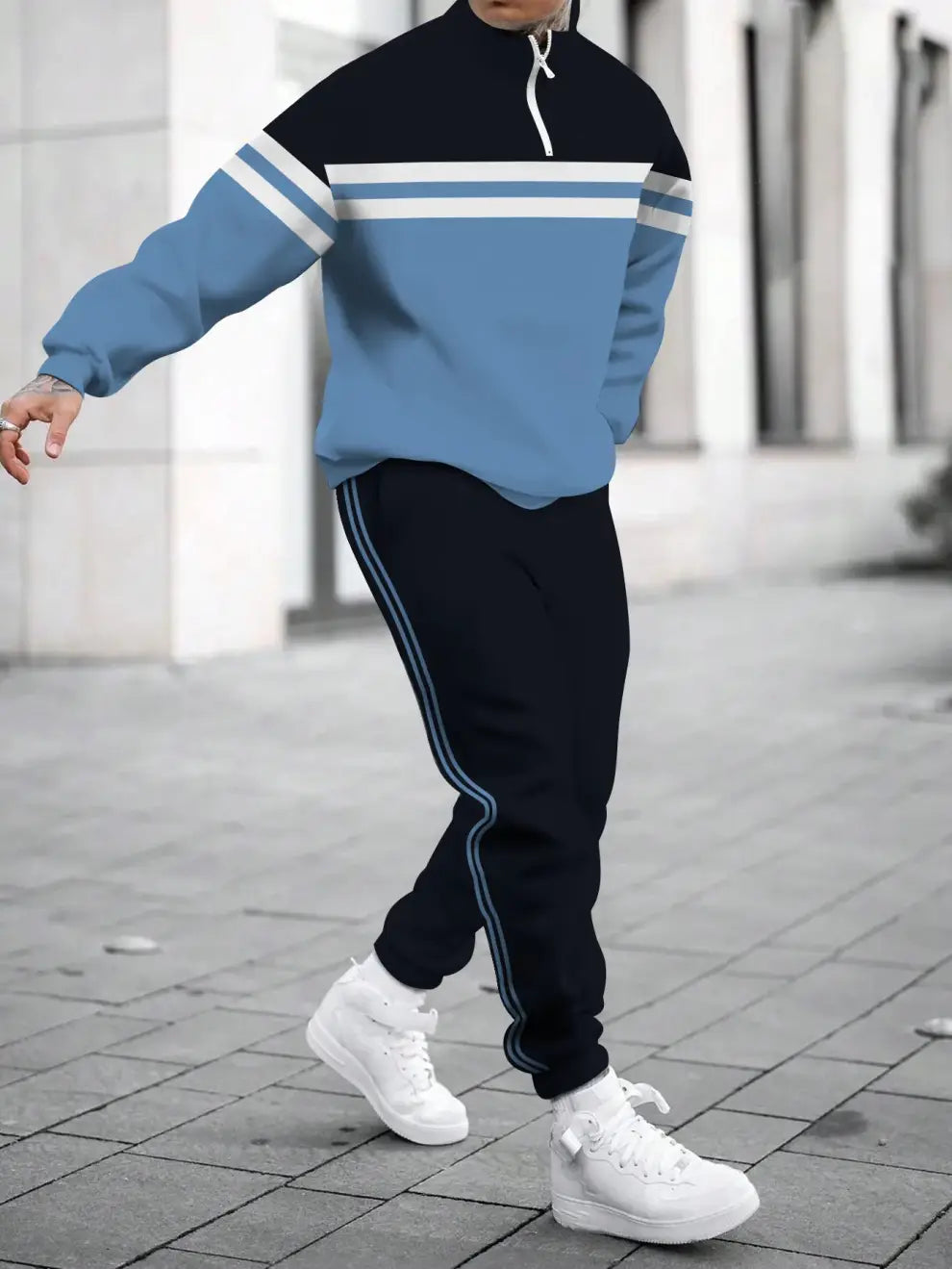 Relaxed Zipper Long Sleeve Two Piece Set - DUVAL