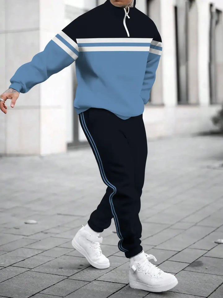 Relaxed Zipper Long Sleeve Two Piece Set - DUVAL