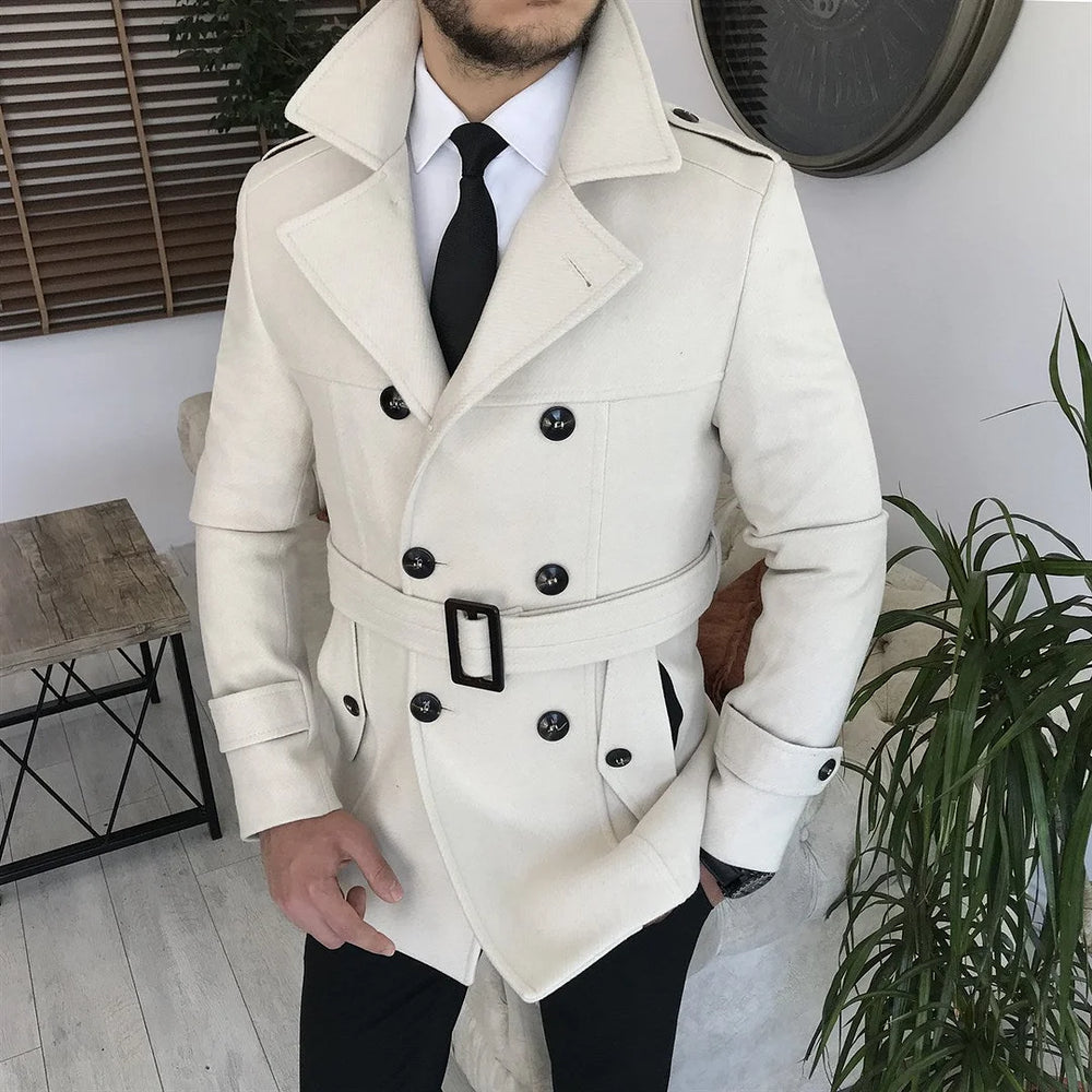 Classic White British Style Short Trench Coat - DUVAL