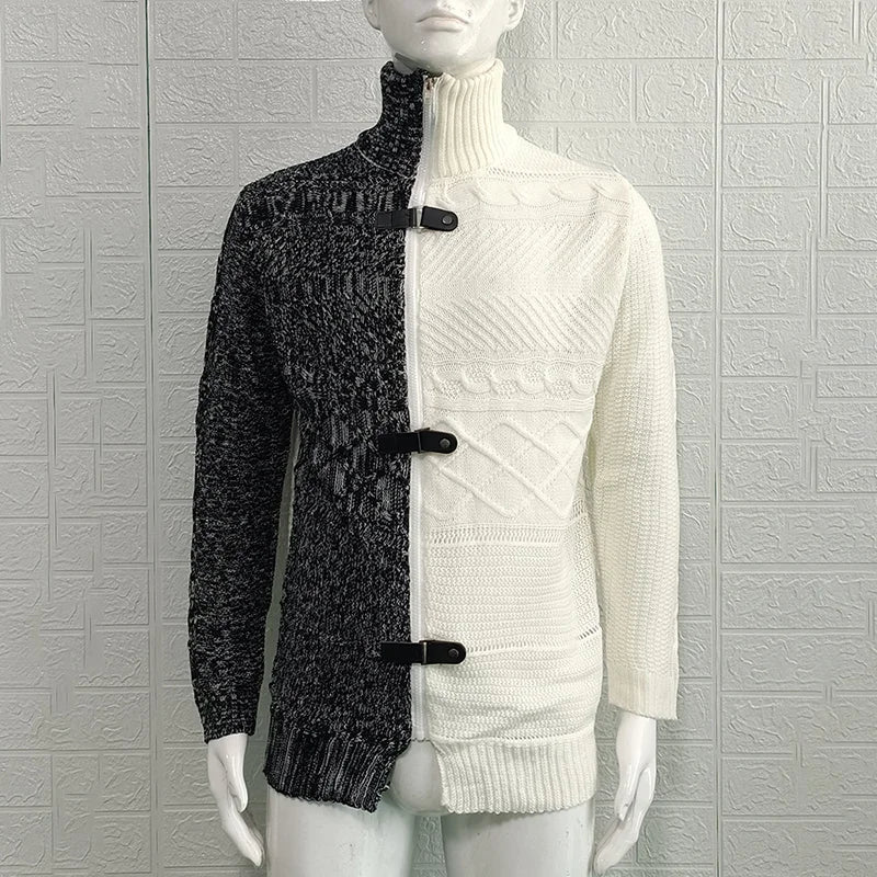 Trendy Paneled Knitted Sweater Jacket - DUVAL