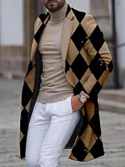 Street Retro Contrasting Checkerboard Print  Coat Jacket - DUVAL