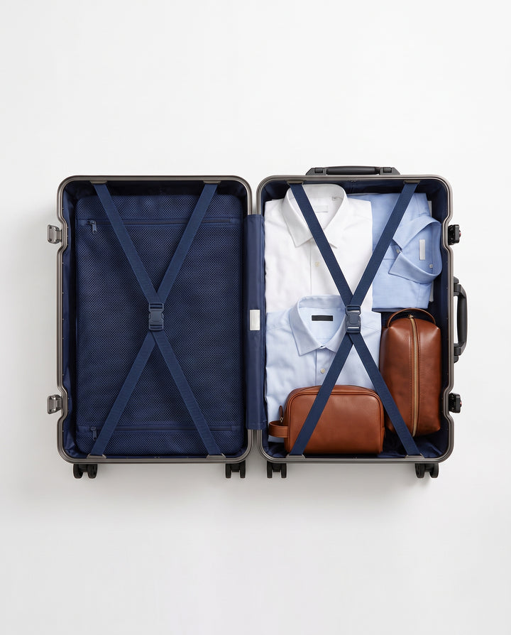 The Verbier aluminum suitcase in gunmetal, interior