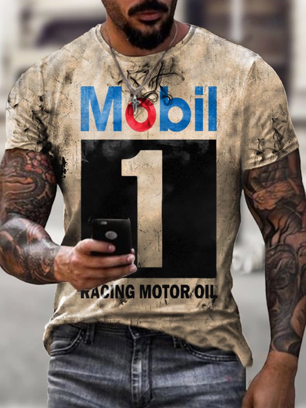 Vintage Motor Oil Badge Printed T-shirt - DUVAL
