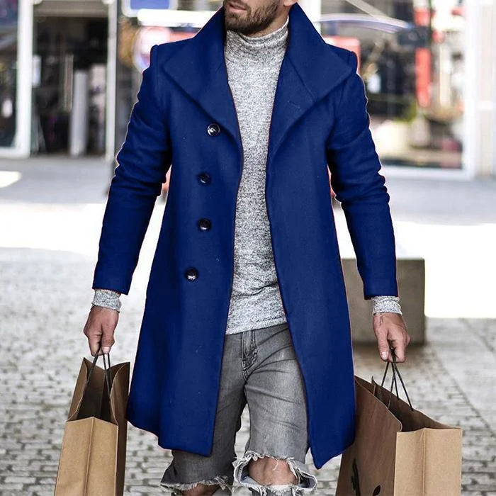 Breasted Lapel Winter Woolen Coat - DUVAL