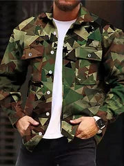 Camouflage Turndown Outdoor Street Long Sleeve Shirts Jacket - DUVAL
