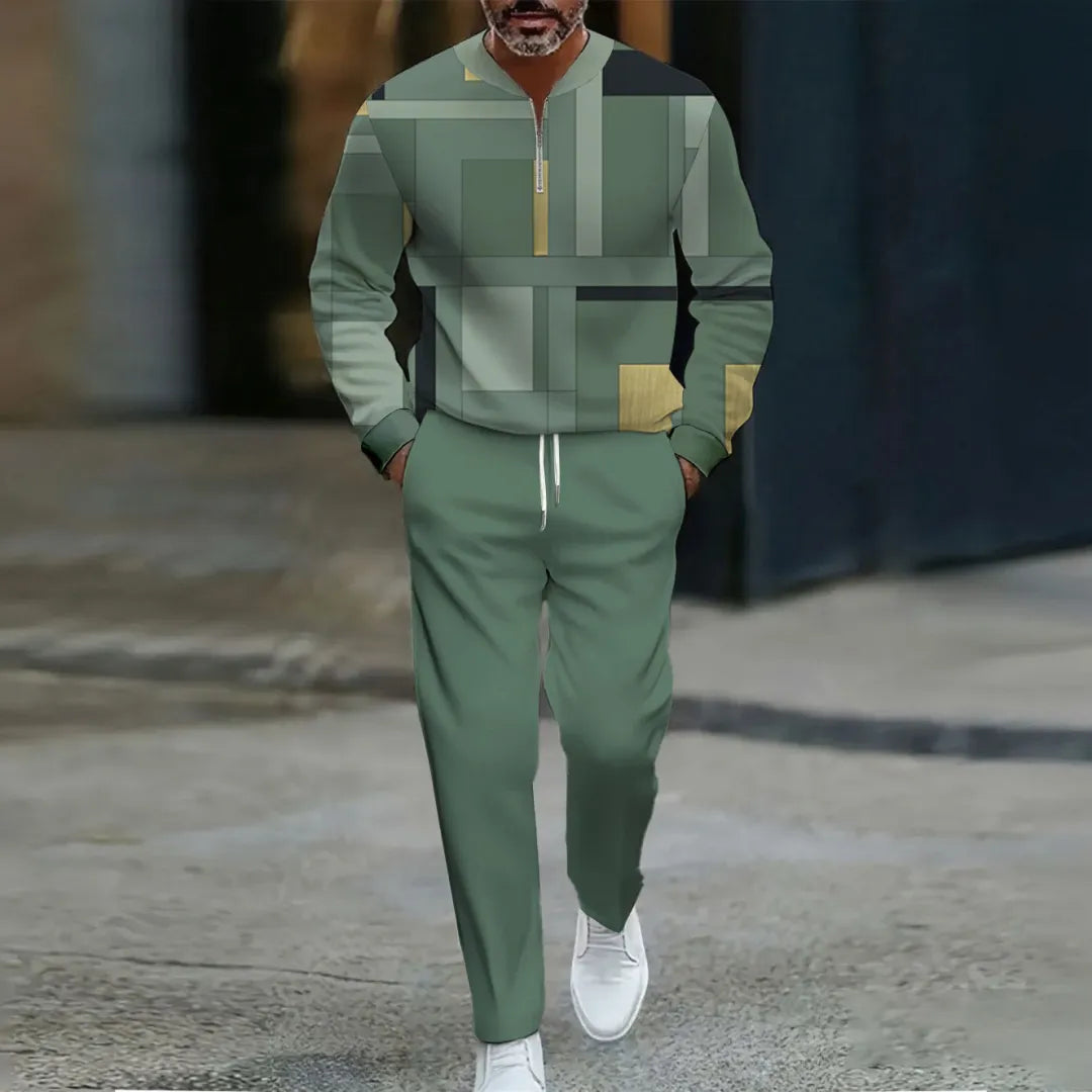 Quarter Zip Sweater & Trousers Two-Piece Set - DUVAL