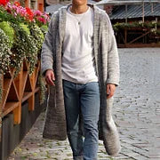 Casual Gray Knitted Sweater Hooded Coat - DUVAL