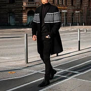 Stylish Geometric Print Coat - DUVAL
