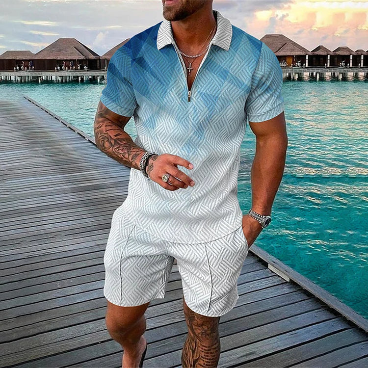 Gradient Polo Shirt And Shorts Co-Ord - DUVAL