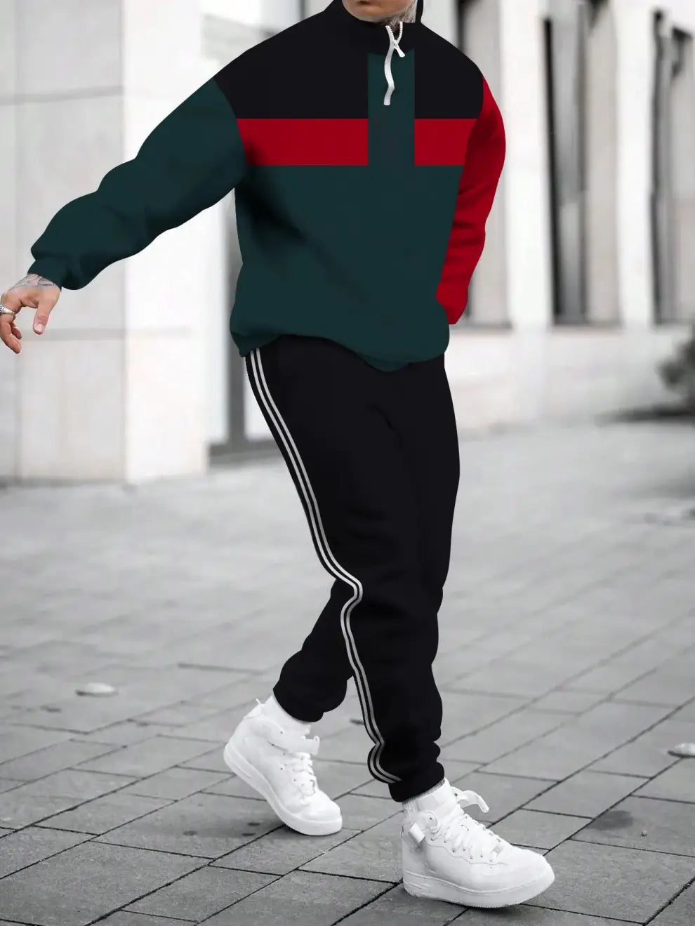 Relaxed Zipper Long Sleeve Two Piece Set