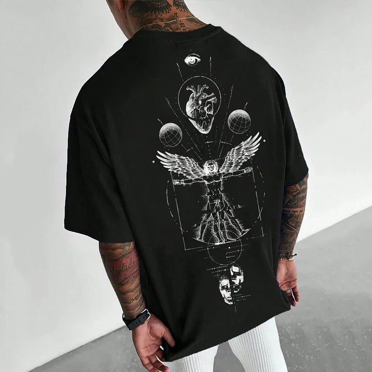 Biological Evolution With Cosmic Art Pattern T-Shirt - DUVAL