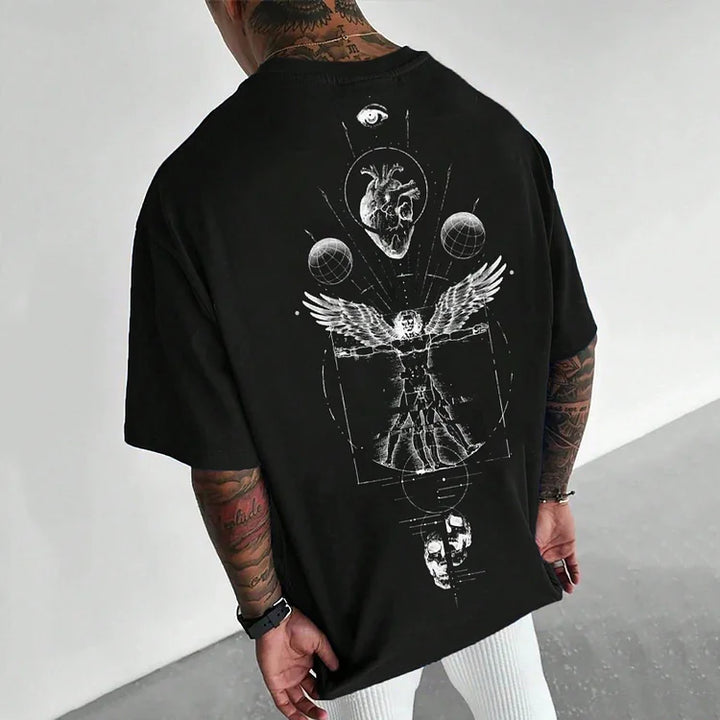 Biological Evolution With Cosmic Art Pattern T-Shirt - DUVAL