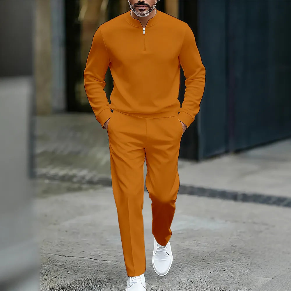 Quarter Zip Sweater & Trousers Two-Piece Set - DUVAL