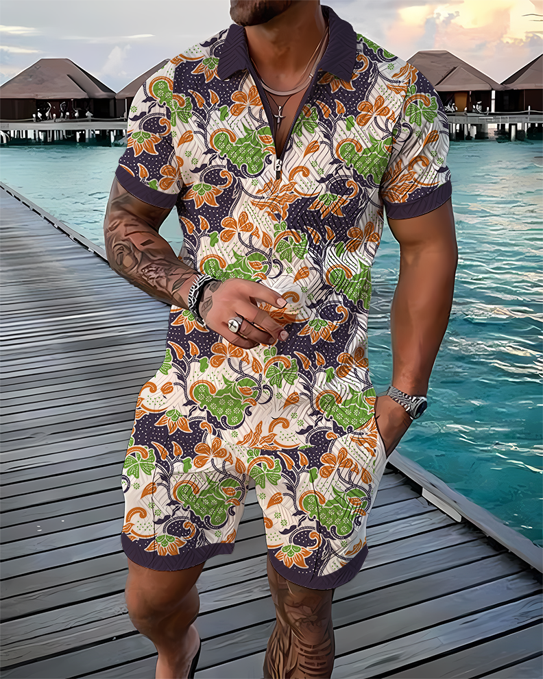 Cosmos Polo Shirt And Shorts Co-Ord - DUVAL