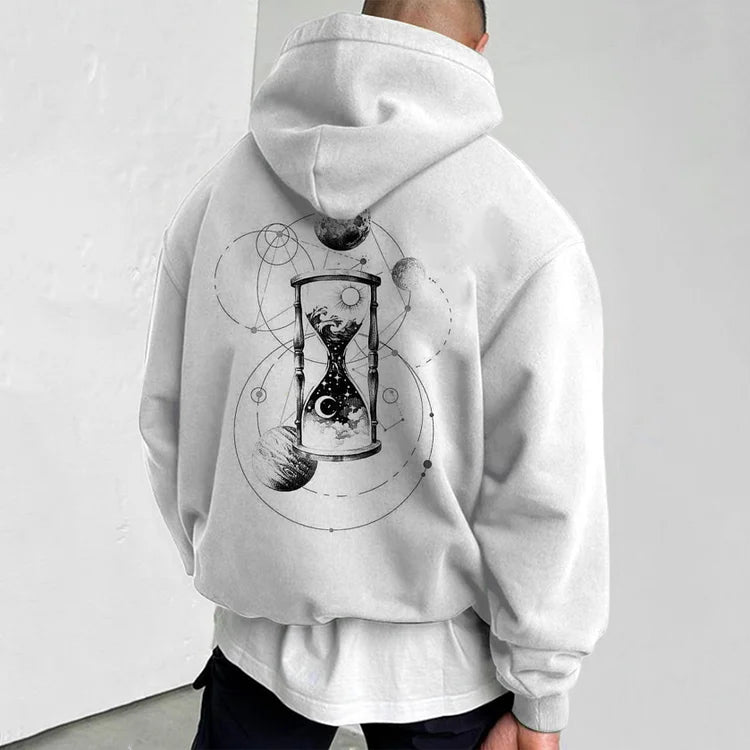 Cosmic Sun Moon Hourglass Art Illustration Hoodie - DUVAL