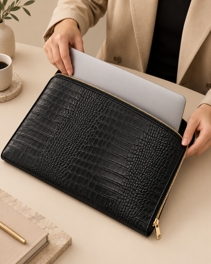 The Basel 34 — Croc-Texture 13" Laptop Portfolio