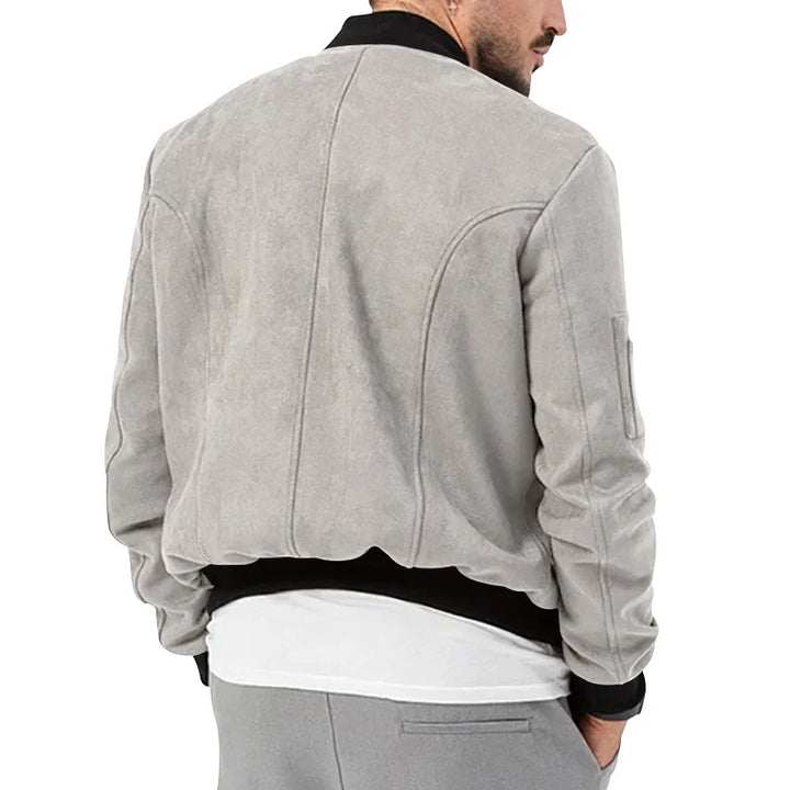 Suede Stand Collar Button Jacket - DUVAL