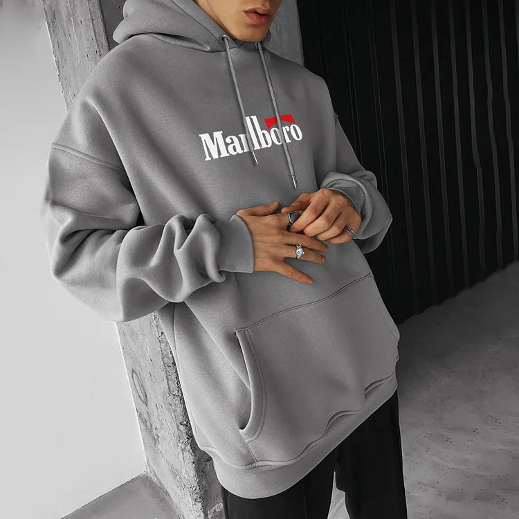 Oversized Hoodie Racing Graphic Print Hooded Sweatshirt - DUVAL