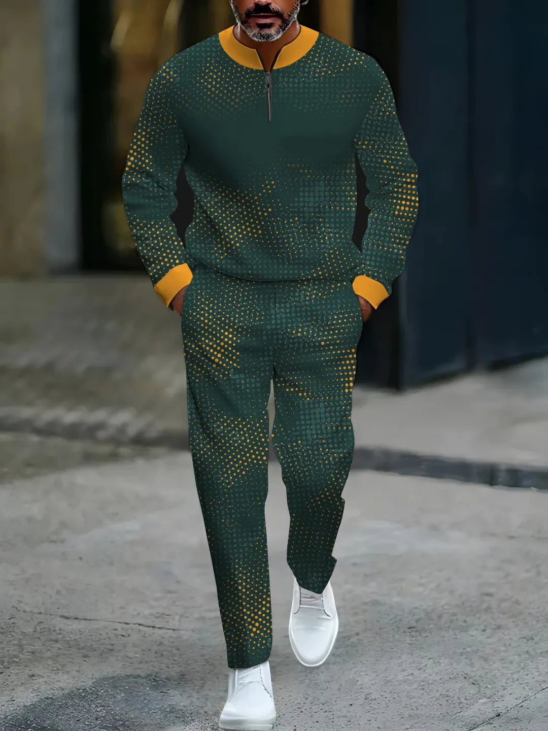Quarter Zip Sweater & Trousers Two-Piece Set - DUVAL