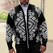 Fashion Geometric Print Baseball Jacket - DUVAL