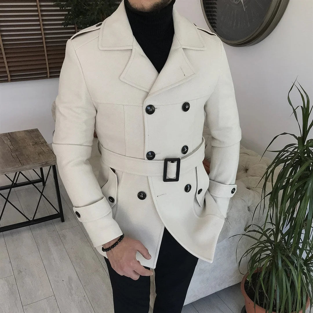 Classic White British Style Short Trench Coat - DUVAL