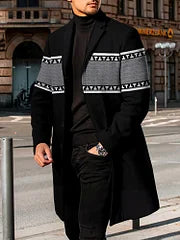 Stylish Geometric Print Coat - DUVAL