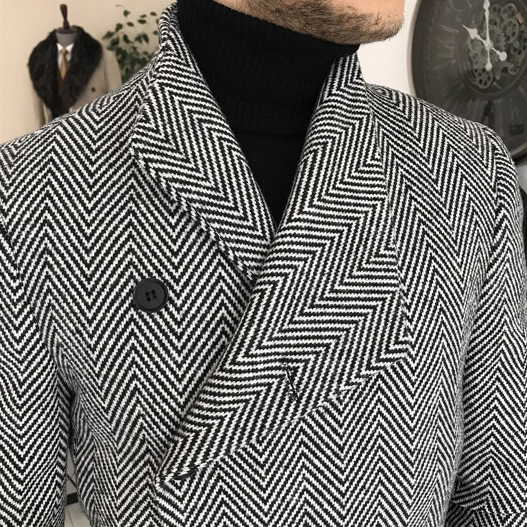 Trendy Herringbone Diagonal Placket - DUVAL