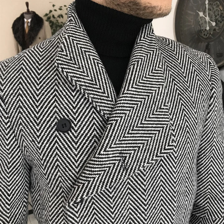 Trendy Herringbone Diagonal Placket - DUVAL