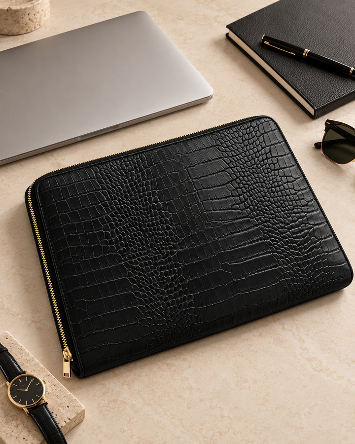 The Basel 34 — Croc-Texture 13" Laptop Portfolio