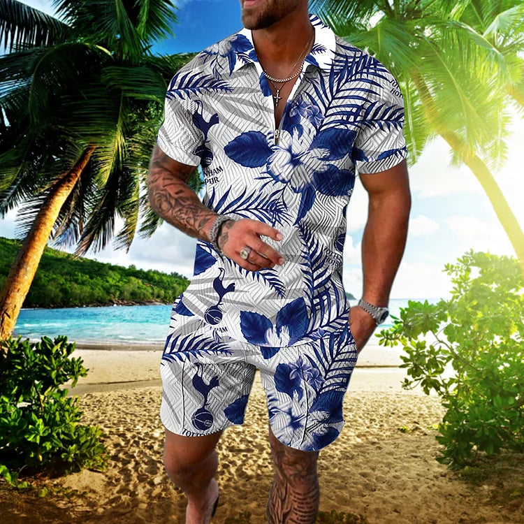 Blue Hula Polo Shirt And Shorts Co-Ord - DUVAL