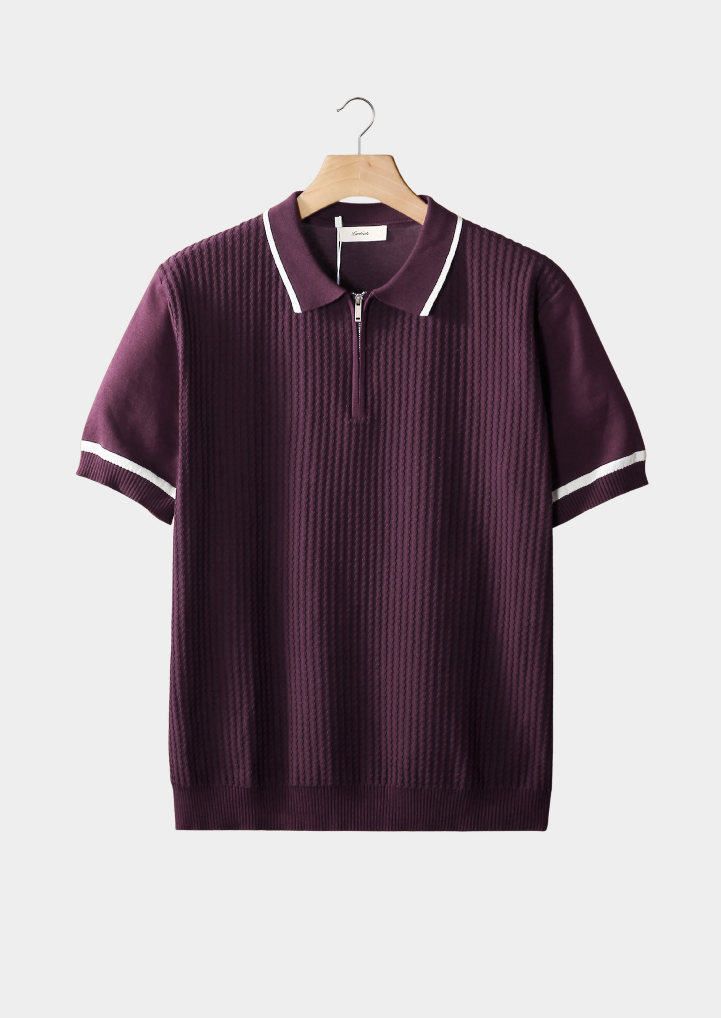 Purple Contrast Trim Zipper Polo