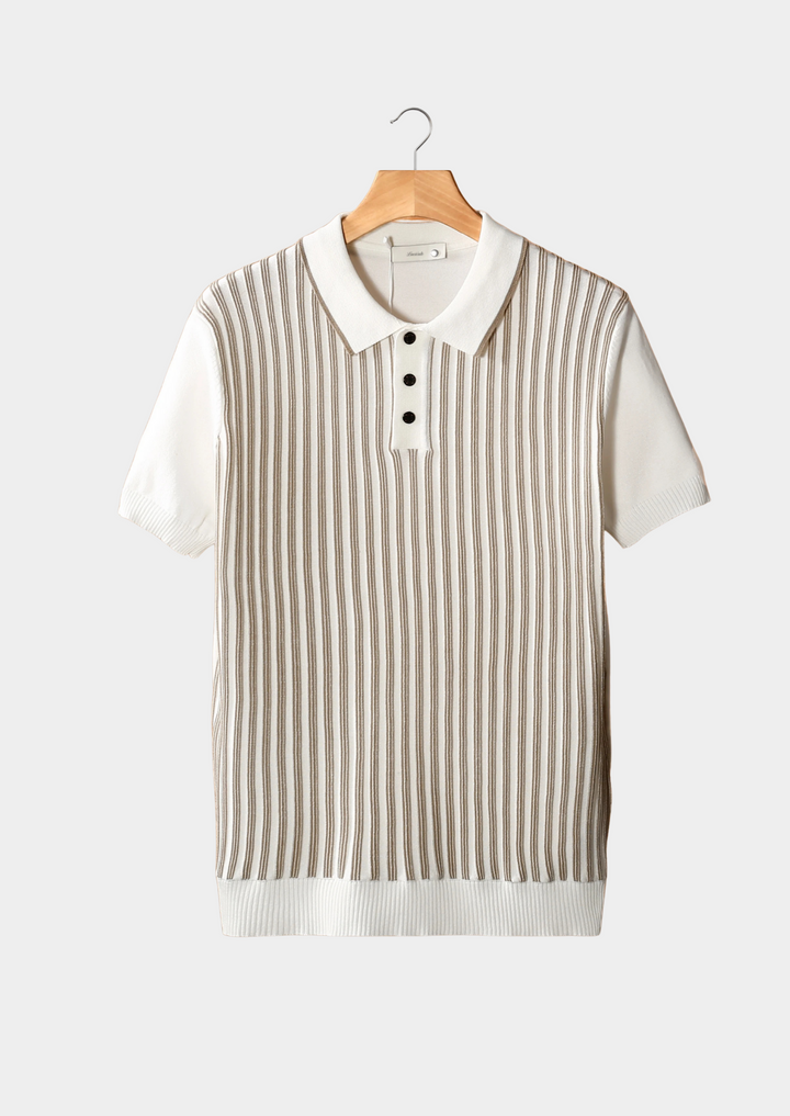 White Vertical Striped Polo