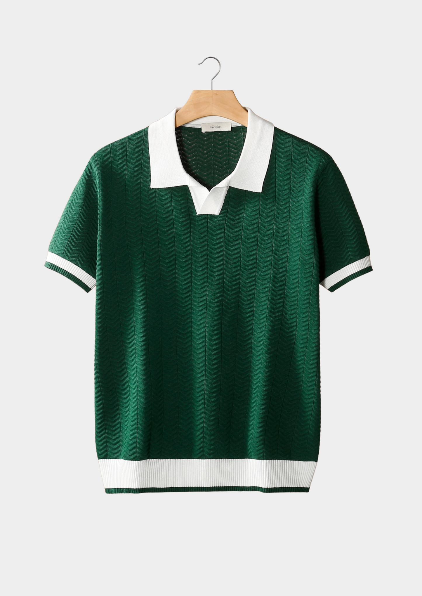 Green Contrast Textured Polo