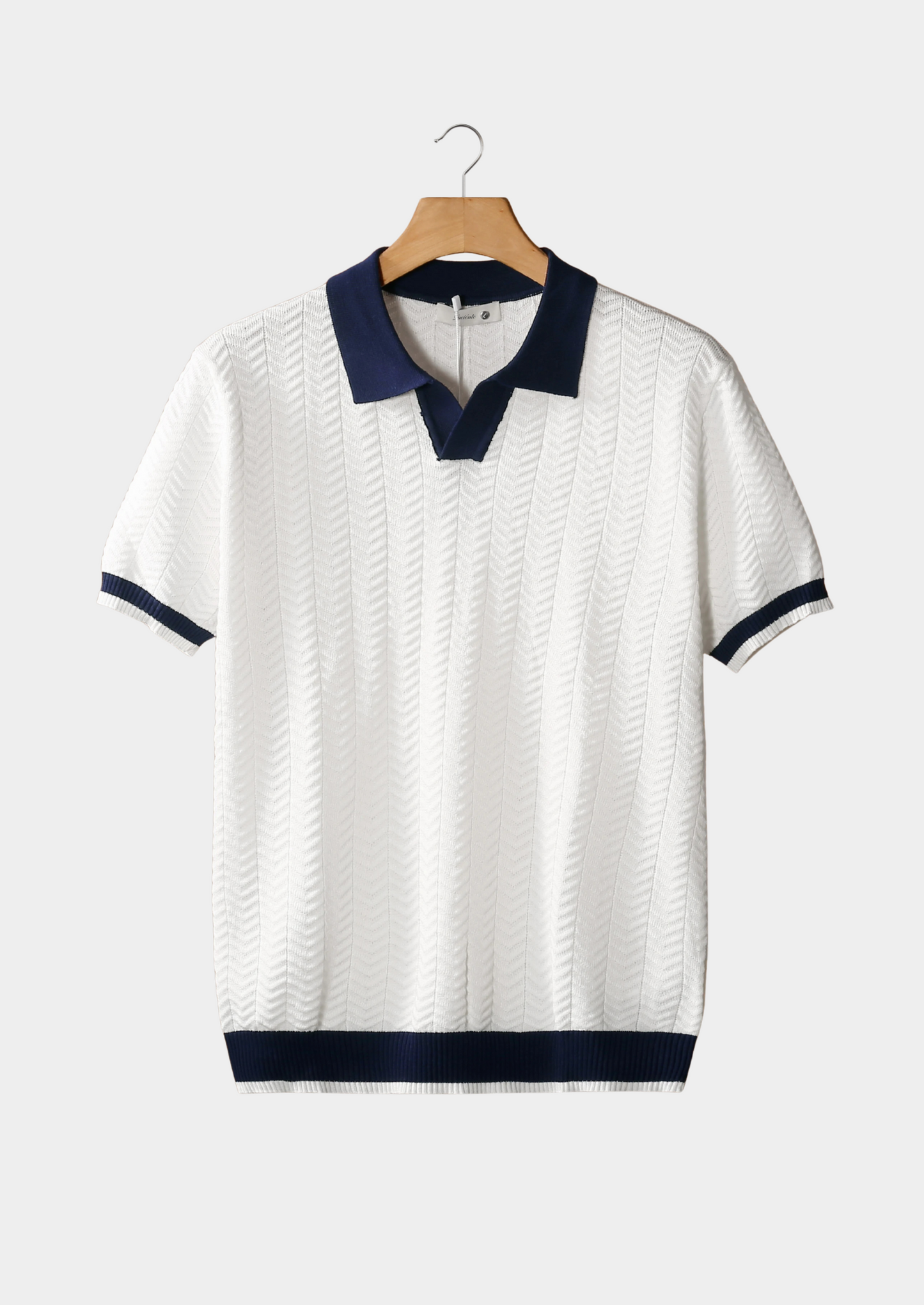 White Contrast Textured Polo