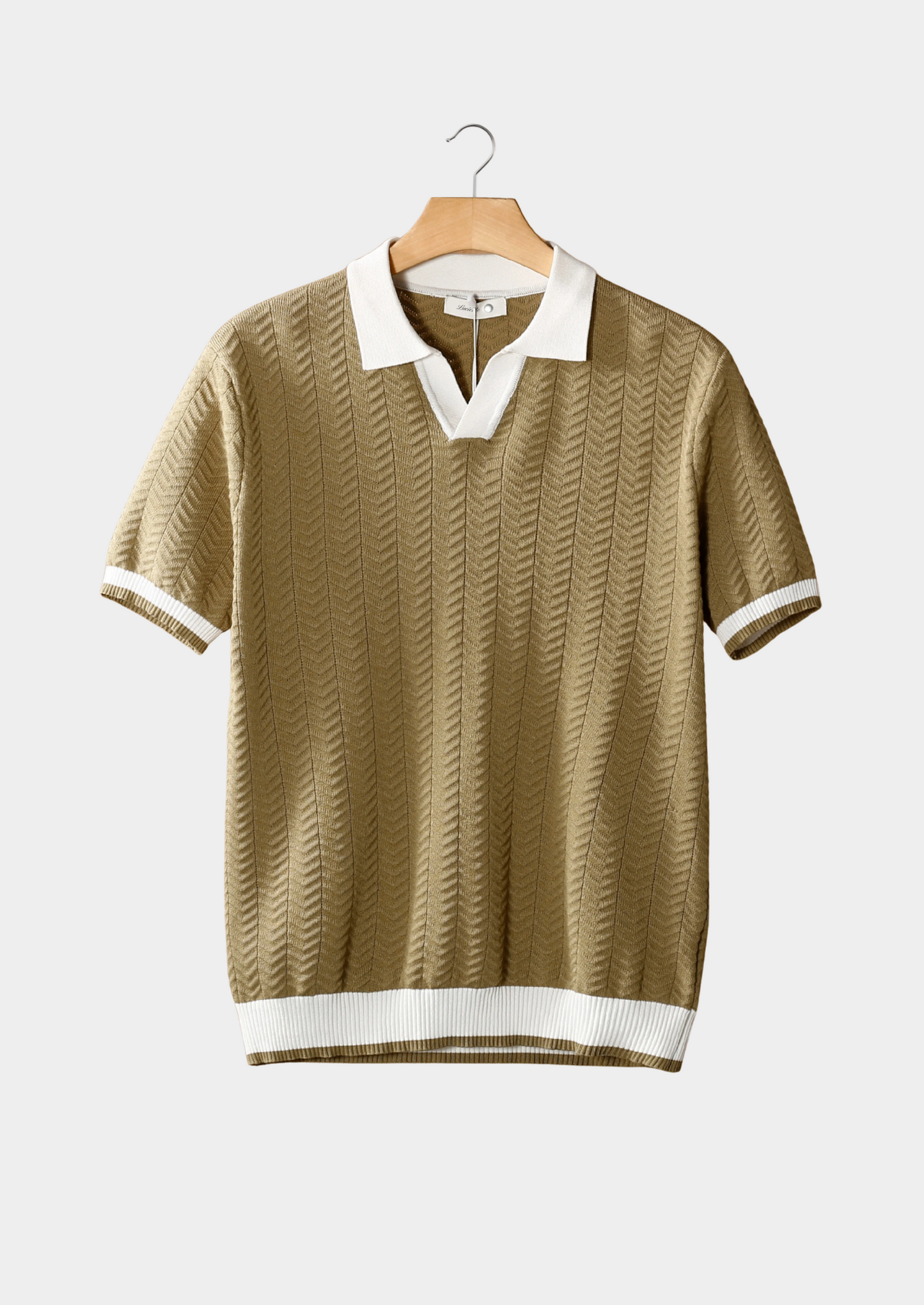 Almond Contrast Textured Polo