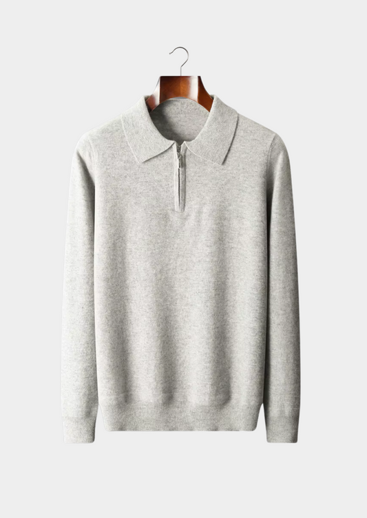 Pure Extra-Fine Merino Wool Half Zip Polo