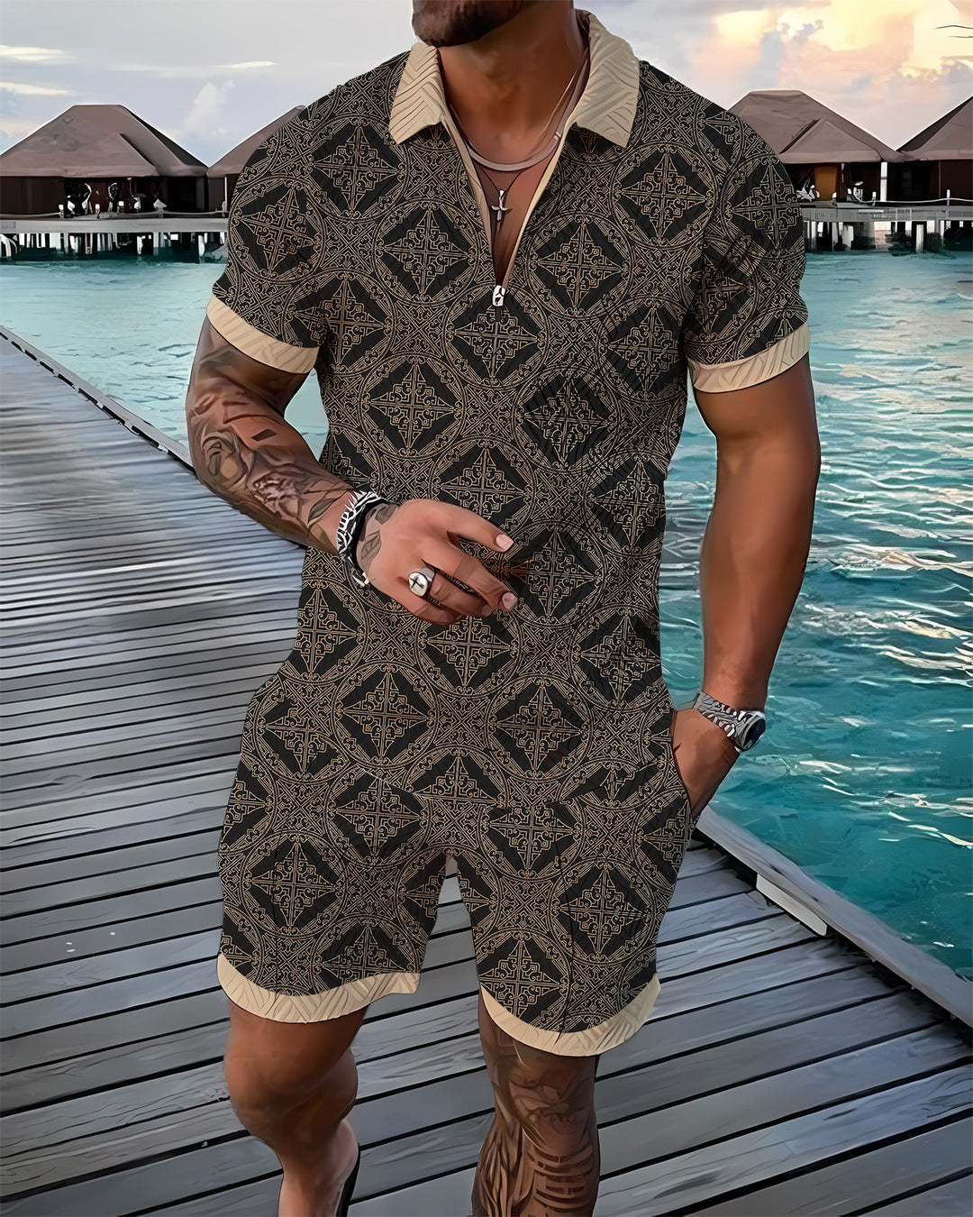 Hyacinth Polo Shirt And Shorts Co-Ord - DUVAL