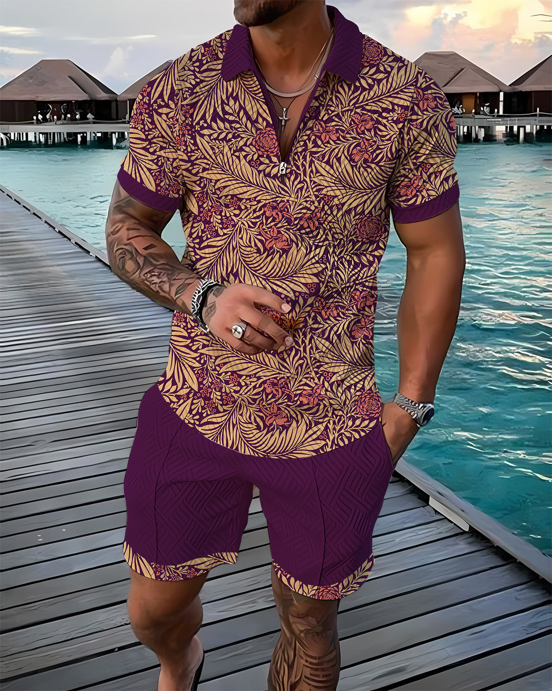 Enchanting Ebony Polo Shirt And Shorts Co-Ord - DUVAL