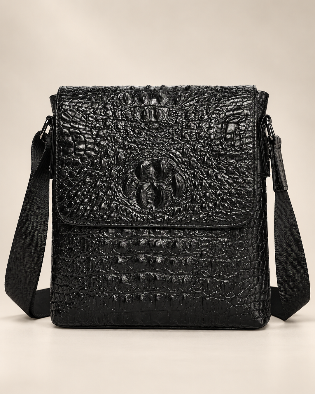 The Zurich 28 — Crocodile Crossbody Bag | Black