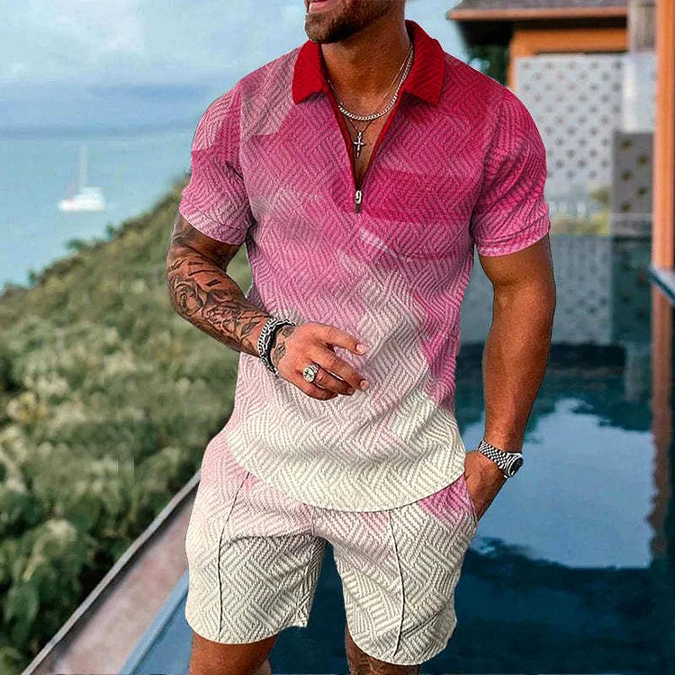 Solstice Pink Polo Shirt And Shorts Co-Ord - DUVAL
