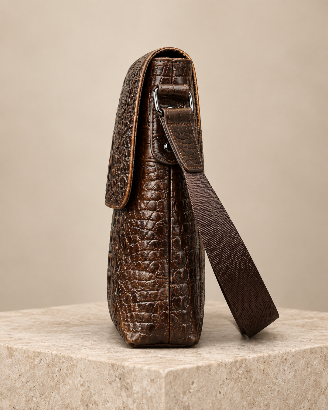 The Zurich 28 — Crocodile Crossbody Bag | Brown