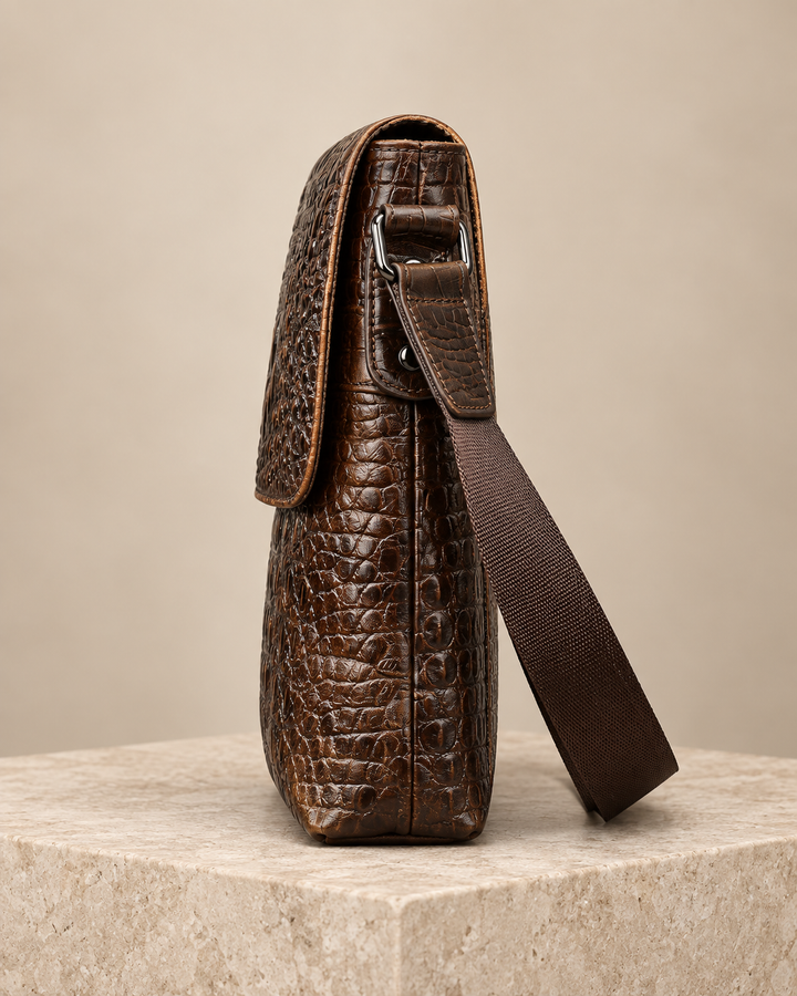 The Zurich 28 — Crocodile Crossbody Bag | Brown