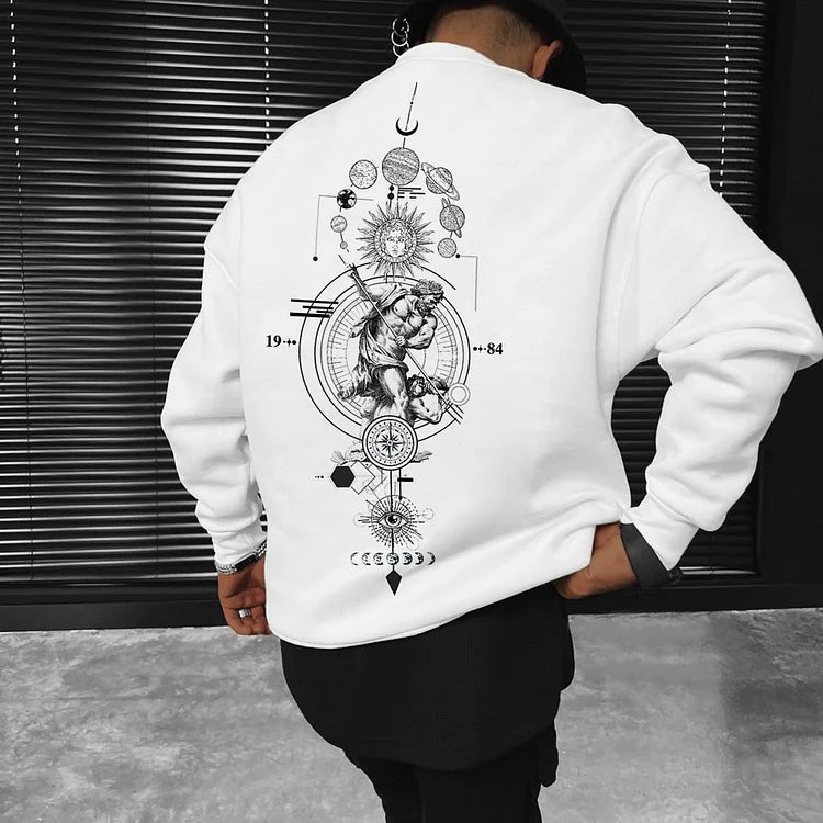 Oversize Sun Moon Stars Sweatshirt - DUVAL