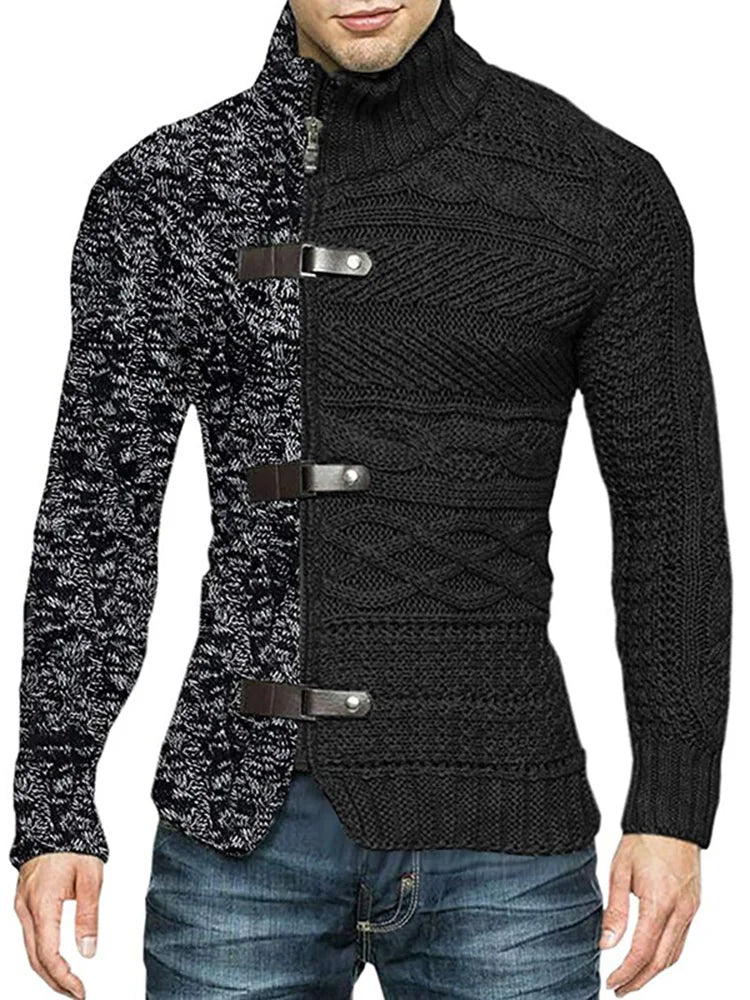 Trendy Paneled Knitted Sweater Jacket - DUVAL